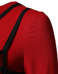 Dolce & Gabbana Black Red Contrasting Bra Cady Midi Dress - IT40|S