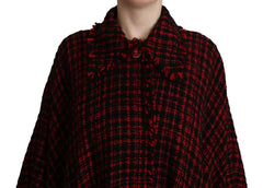 Dolce & Gabbana Black Red Cotton Checkered Over Coat Jacket - IT40|S - Overcoats