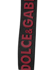 Dolce & Gabbana Black Red DG Logo Polyester Silver Men Keychain Keyring - Keychains