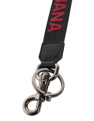 Dolce & Gabbana Black Red DG Logo Polyester Silver Men Keychain Keyring - Keychains