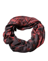 Dolce & Gabbana Black Red Floral Modal Wrap Shawl Scarf - Scarves & Shawls