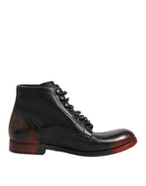 Dolce & Gabbana Black Red Lace Up Short Ankle Boot Shoes - EU41.5/US8.5