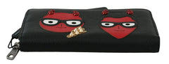 Dolce & Gabbana Black Red Leather #DGFAMILY Zipper Continental Wallet - Wallets