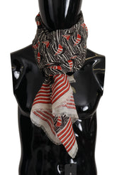 Dolce & Gabbana Black Red Linen Sailboat Stripe Print Shawl Scarf - Scarves & Shawls