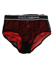 Dolce & Gabbana Black Red Nylon High Waist Girdle Underwear - IT2 | S - Shapewear