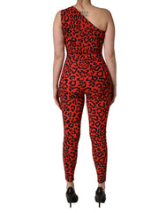 Dolce & Gabbana Μαύρο jumpsuit από νάιλον με στάμπα λουπαρδού - IT42|M