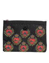 Dolce & Gabbana Black Red Nylon Sacred Heart Clutch Pouch Bag - Clutch Bags