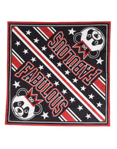 Dolce & Gabbana Black Red Panda Cotton Square Foulard 50.5cm x 50cm Scarf