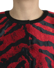 Dolce & Gabbana Black Red Patterned Cropped Coat Jacket - Sport Jackets