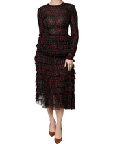 Dolce & Gabbana Black Red Polka Dot Silk Layered Midi Dress - IT40|S - Dresses