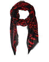 Dolce & Gabbana Black Red Printed Modal Neck Shawl Scarf