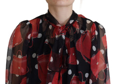 Dolce & Gabbana Black Red Sicily Bag Silk Shirt Top Blouse - IT40|S - Blouses