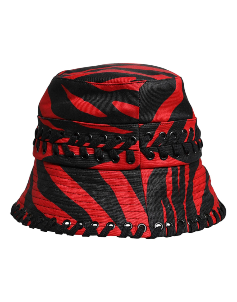 Dolce & Gabbana Black Red Stripe Polyester Wide Brim Bucket Hat - 57 cm|S - Bucket Hats