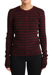 Dolce & Gabbana Black Red Striped Viscose Cardigan Sweater - IT38|XS - Cardigans