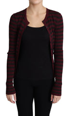 Dolce & Gabbana Black Red Striped Viscose Cardigan Sweater - IT38|XS - Cardigans