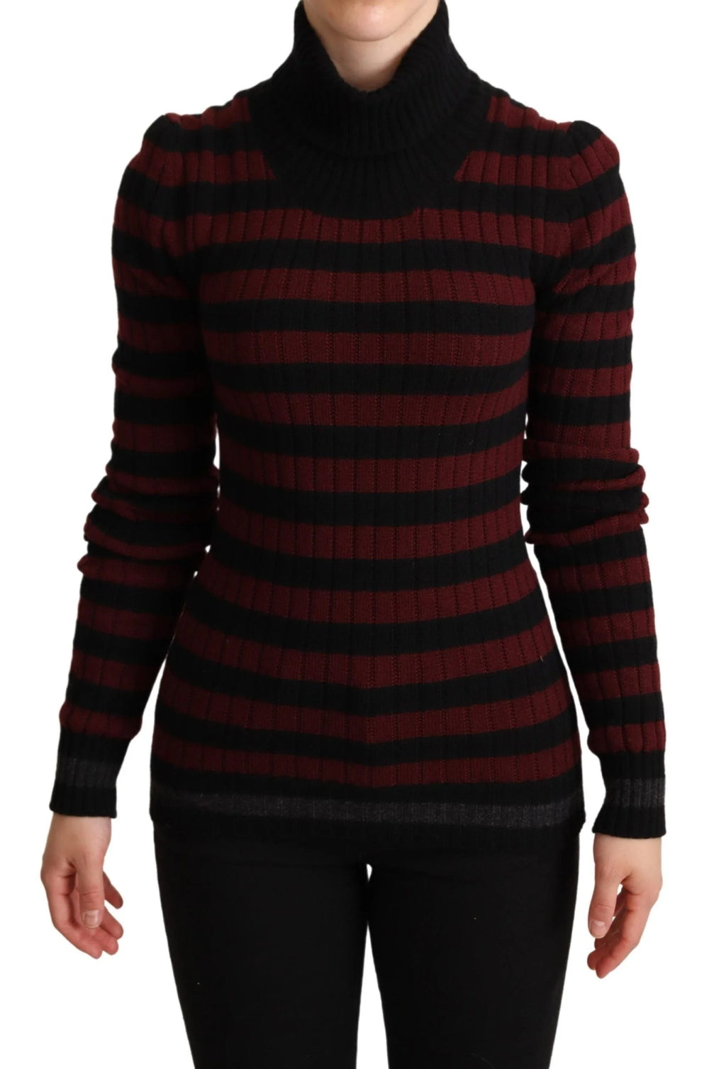 Dolce & Gabbana Black Red Striped Wool Pullover Sweater - IT40|S - Sweaters