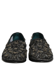 Dolce & Gabbana Mocassini Neri con Cristalli - EU43/US10
