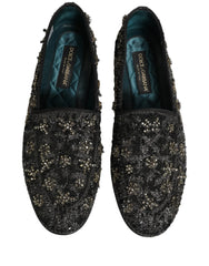 Dolce & Gabbana Mocassini Neri con Cristalli - EU43/US10