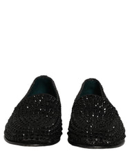 Dolce & Gabbana Black Rhinestone Embellished Loafers Shoes - EU43/US10