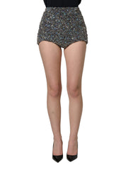 Dolce & Gabbana Black Rhinestone High Waist Hotpants Shorts - IT38 | XS