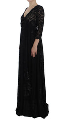 Dolce & Gabbana Black Ricamo Knitted Full Length Maxi Dress - IT40|S - Dresses