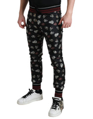 Dolce & Gabbana Black Ring Silk Jogging Trousers Pants - Joggers