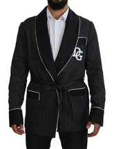 Dolce & Gabbana Black Robe Striped DG Patch Jacket Men Blazer - Sport Jackets