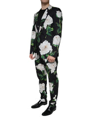Dolce & Gabbana Black Rose Cotton Men Formal 2 Piece Suit - Pant Suits