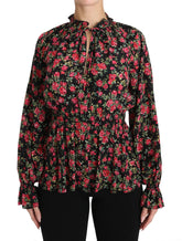 Dolce & Gabbana Black Rose Print Floral Shirt Top Blouse - Blouses