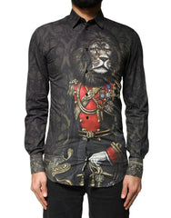 Dolce & Gabbana Black Royal Pet Portrait GOLD Dress Shirt - IT37 | XS - Shirts