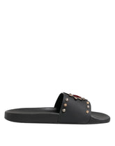Dolce & Gabbana Black Rubber Sacred Heart Slides Men Beachwear Shoes - EU45/US12 - Sandals