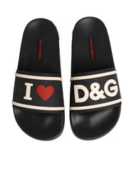Dolce & Gabbana Black Rubber Slides Sandals Beachwear Shoes - EU35/US4.5 - Sandals