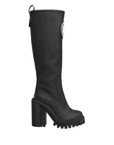 Dolce & Gabbana Black Rubberised Leather High Boots Shoes - EU35/US4.5