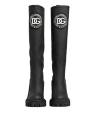 Dolce & Gabbana Black Rubberised Leather High Boots Shoes - EU35/US4.5