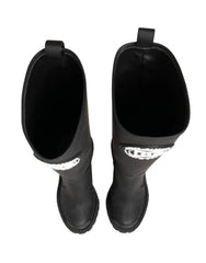 Dolce & Gabbana Black Rubberised Leather High Boots Shoes - EU35/US4.5