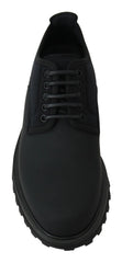 Dolce & Gabbana Black Rubberized Calfskin Chunky Derby Vulcano Shoes - EU44/US11