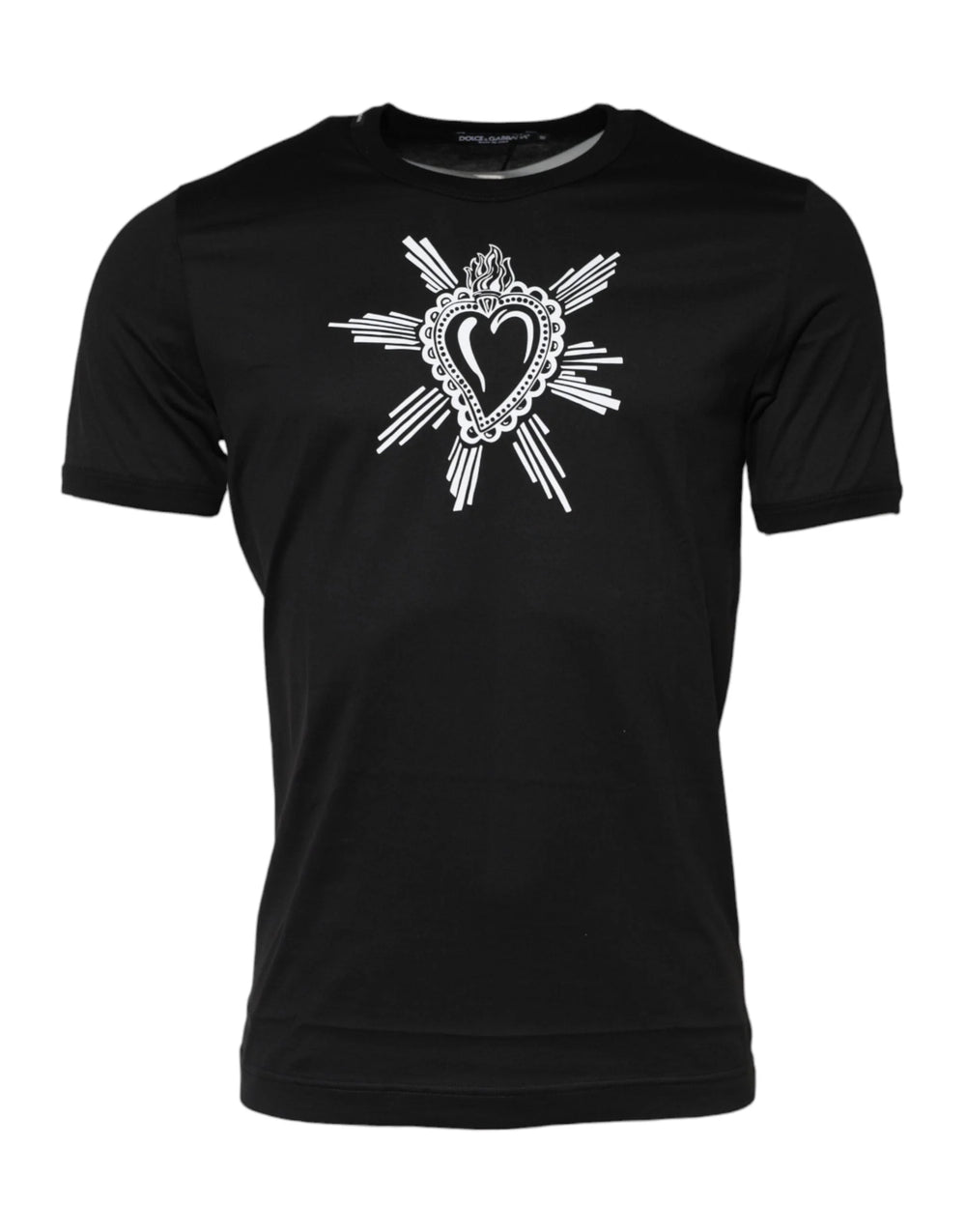 Dolce & Gabbana Black Sacred Heart Cotton Crew Neck T-shirt - T-Shirts
