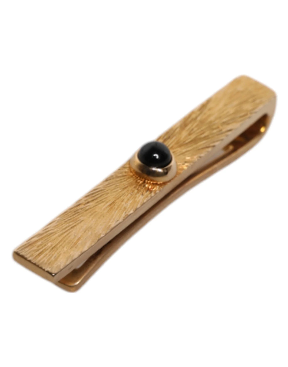Dolce & Gabbana Black Sapphire Gold Tone Brass Tie Clip Bar - Tie Clips