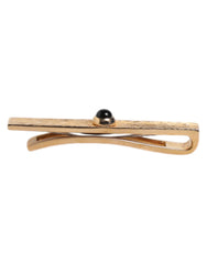 Dolce & Gabbana Black Sapphire Gold Tone Brass Tie Clip Bar - Tie Clips