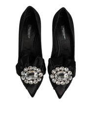 Dolce & Gabbana Black Satin Bow Crystal Embellishment Pumps Shoes - EU35.5/US5