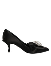 Dolce & Gabbana Black Satin Bow Crystal Embellishment Pumps Shoes