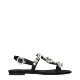 Dolce & Gabbana Black Satin Flat Sandals - EU37/US7