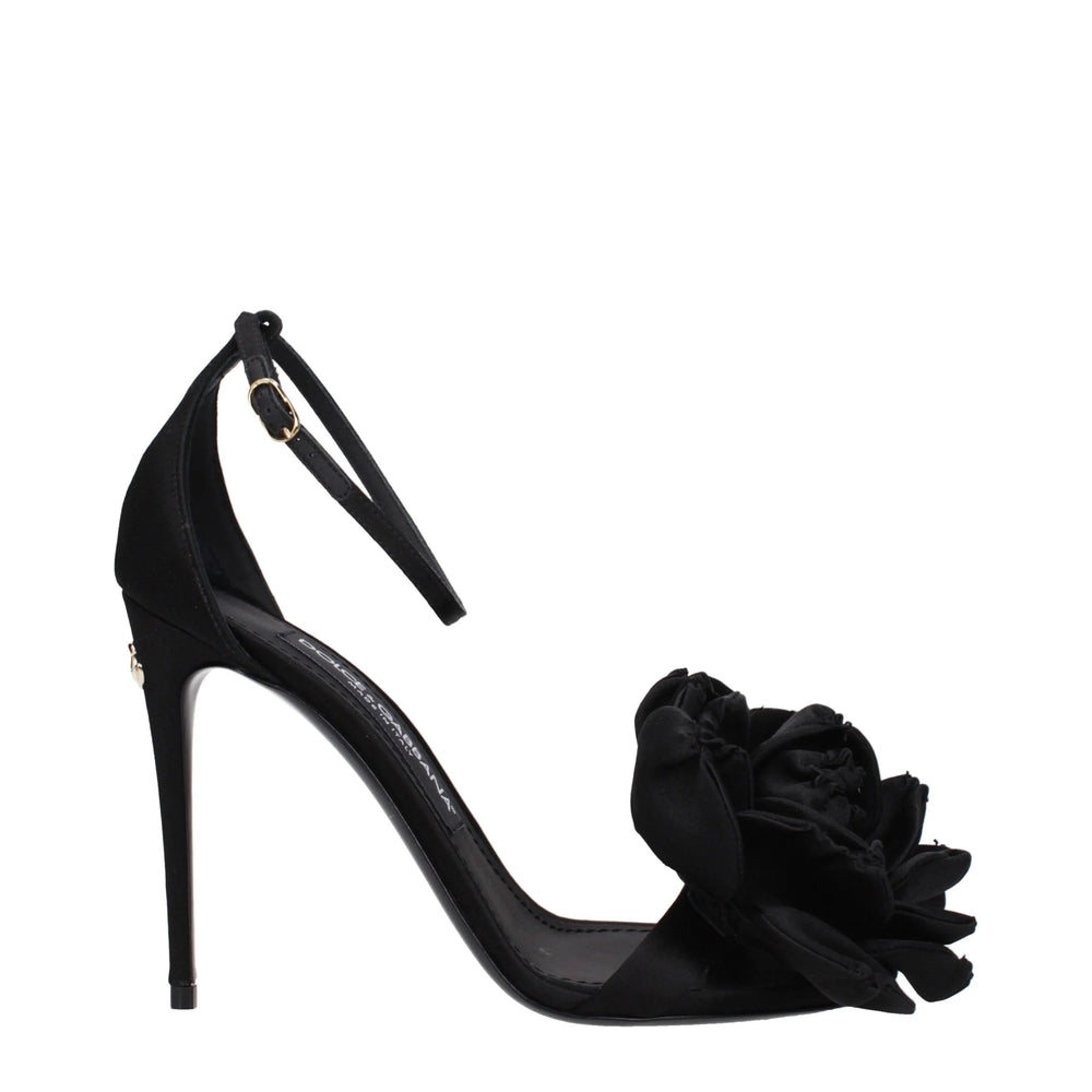 Dolce & Gabbana Black Satin Stiletto Heel Sandals - EU40/US10