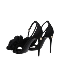 Dolce & Gabbana Black Satin Stiletto Heel Sandals - EU40/US10