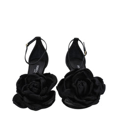 Dolce & Gabbana Black Satin Stiletto Heel Sandals - EU40/US10