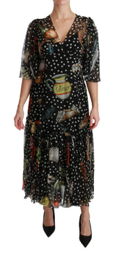 Dolce & Gabbana Black Sea Fish Sicily A-line Shift Dress - IT42|M - Dresses