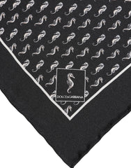 Dolce & Gabbana Black Sea Horse Silk Square Men Foulard Scarf - Scarves & Shawls