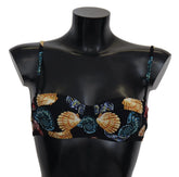 Dolce & Gabbana Black Seashells Print Women Swimwear Bikini Tops - IT1 | XS - Swimwear Tops