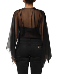 Dolce & Gabbana Black See Through Silk Chiffon Lace Blouse Top - IT40|S - Blouses