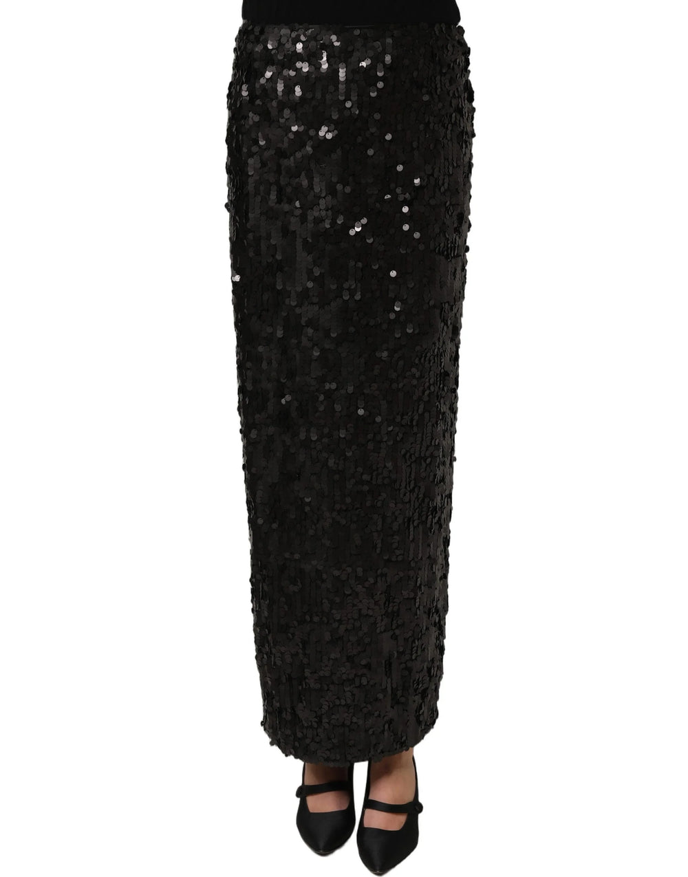 Dolce & Gabbana Black Sequin High Waist Pencil Midi Skirt - IT48|XXL